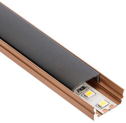 ANRO LED Profile ALP-002 Bronz - Alumínium U profil LED szalaghoz (Fekete búrával) (LP101BR - LP-UNICOV1-BLK)