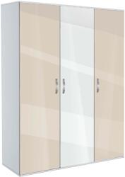 Bogdan Furniture G Трикрилен гардероб Мебели Богдан Модел bm-ava 3, крем гланц с бяло