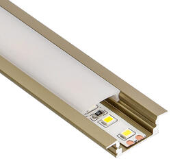 ANRO LED Profile ALP-001 Pezsgőszín - Alumínium U profil LED szalaghoz, süllyeszthető (Opál búrával) (LP301CH - LP-UNICOV1-MLK)