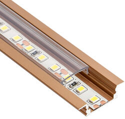 ANRO LED Profile ALP-001 Bronz - Alumínium U profil LED szalaghoz, süllyeszthető (Átlátszó búrával) (LP301BR - LP-UNICOV1-TRA)