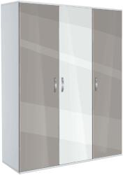 Bogdan Furniture G Трикрилен гардероб Memo. bg, модел BM-Ava 3, бял гланц и сиво