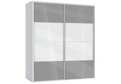 Bogdan Furniture G Двукрилен гардероб с плъзгащи врати Мебели Богдан Модел bm-ava 5, сив гланц с бяло