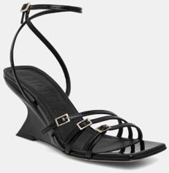 Souliers Martinez szandál éksarokkal bőr EDEN - fekete Női 37