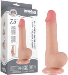 Lovetoy - dildo realist cu testicule - dublu strat - 20 cm - culoare naturală (6942063400295) Dildo