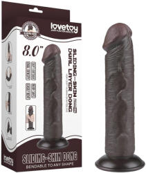 Lovetoy - dildo cu ventuză - dublu strat, piele realistă, 20cm, maro (6942063400523) Dildo