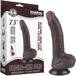 Lovetoy Sliding-Skin - dildo cu ventuză, cu două straturi - 19, 5 cm (maro) (6942063400486) Dildo