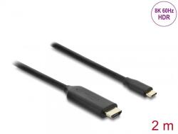 Delock Cablu USB Type C la HDMI (DP Alt Mode) 8K60Hz cu HDR T-T 2m Negru, Delock 80599 (80599)