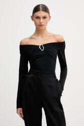 Sisley blúz női viszkózzal - fekete L