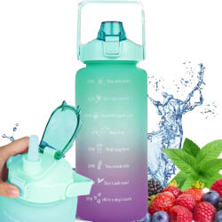 Malatec Motivációs kulacs, 2000 ml-es vizespalack szívószállal és fogantyúval