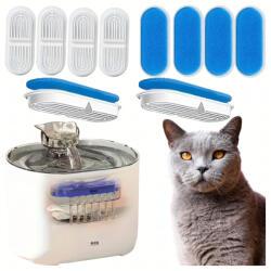 Malatec Csere szűrőkészlet ivókutakhoz, kutya- és macskaitatókhoz, 8 db