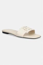 Calvin Klein női bőr papucs SQUARE FLAT SANDAL EMBLEM - bézs Női 38