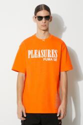 PUMA pamut póló PUMA x PLEASURES Typo Tee - narancssárga L