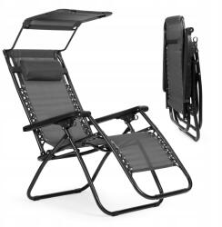 ModernHOME Strand kerti napozóágy állítható háttámla mozgatható napellenző MultiGarden- szürke (ZRL009-R GREY)