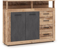 Mebel Elite BLAGO MIDI A komód 119, 6 cm natúr tölgy/fekete (W-LUNA-MIDIA-OSL-MA-KOM2D4S)