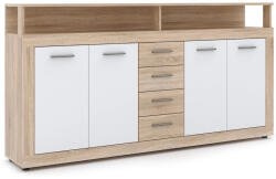  BLAGO komód 190 cm sonoma tölgy/fehér (W-LUNA-DS-B-KOM4D4S)