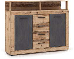 Mebel Elite BLAGO MIDI B komód 119, 5 cm natúr tölgy/grafit (W-LUNA-MIDIB-OSL-MA-KOM2D4S)