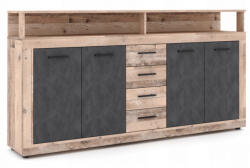 Mebel Elite BLAGO komód 190 cm, natúr tölgy/fekete (W-LUNA-OSL-MA-KOM4D4S)