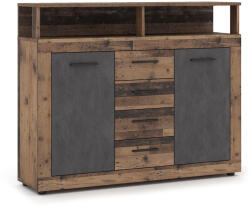  BLAGO MIDI B komód 119, 5 cm sötét tölgy/fekete (W-LUNA-MIDIB-OSD-MA-KOM2D4S)