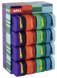 APLI Tolltartó, display, cipzáras, szilikon, kétszínű, APLI "Vibrant", vegyes színek (LCA20658) - tintasziget