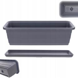 Kadax Erkély Virágtartó Doboz Virágtartó 50cm Antracit Állvány (K9999)