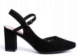 Sergio Leone Fekete Aszimmetrikus Hegyes Orrú Velúr Szandál 37-es (PB446-CZARNY-MIC)