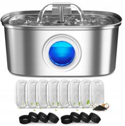  Macska Itató Kutya Szökőkút Itató Tál Automata Csendes Szűrő 3200ml (Typ C + 8 sztuk waty filtracyjnej)