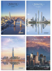 STREET Beírókönyv kockás STREET A/4 96 lapos Skyline keményfedelű vegyes mintákkal (63175) - robbitairodaszer