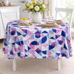 Pucioasa Fata de masa teflonata, rotunda, diametru 180 cm, Geometric mov/albastru Fata de masa