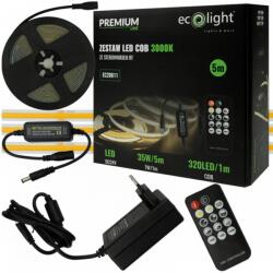 ECOLight Cob Led szalag 35W 5m Egyszínű csík 320LED Távirányító Készlet 3000K (EC20811)