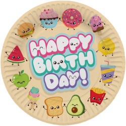  Happy Birthday Kawaii Szülinapi Parti Tányér - 23 cm, 8 db-os