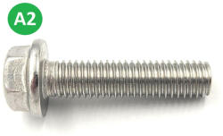 Koelner - Rawlplug Hatlapfejű peremes metrikus csavar recézett M6 A2 rozsdamentes DIN6921 - bakonykotoelem - 39 Ft