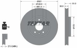 TEXTAR féktárcsa TEXTAR 92187005 for OPEL, BUICK, VAUXHALL, CHEVROLET, … (92187005)