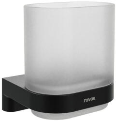 Ravak Hungary Kft Chrome CR II 210.20BLM pohártartó üvegpohárral, matt fekete (X07P1377)