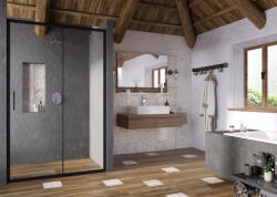 RAVAK Blix Slim BLSDP2-110 zuhanyajtó fekete+transparent (X0PMD0300Z1) - csempekert