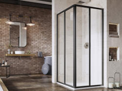 RAVAK Supernova SRV2+SRV2 90x90 195 S zuhanykabin fekete+transparent (14V703O2Z1S) - csempekert