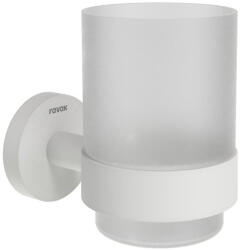 Ravak Hungary Kft Kona KN 210.10WHM pohártartó üvegpohárral, matt fehér (X07P1322) - csempekert