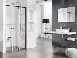 RAVAK Pivot PDOP2-100 zuhanyajtó fekete+transparent (03GA0300Z1) - csempekert