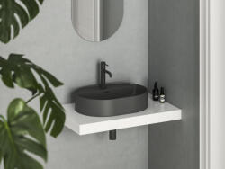 RAVAK Ceramic Slim Shelf O 55 kerámiamosdó antracit (XJX03155001) - csempekert