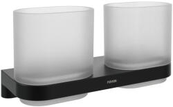 Ravak Hungary Kft Chrome CR II 220.20BLM pohártartó üvegpoharakkal, matt fekete (X07P1378) - csempekert