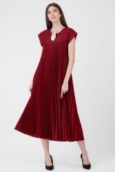 SHOPIKA Rochie plisata A-line lunga, material fin si usor creponat, bordo Talie unica