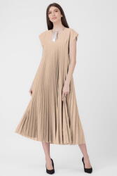 SHOPIKA Rochie plisata A-line lunga, material fin si usor creponat, bej Talie unica