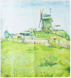 Shopika Esarfa patrata cu o singura fata imprimata cu model inspirat dupa Le Moulin de la Galette de Van Gogh