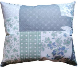  Pasztell Zöld - Szürke színű Patchwork mintás Pamut Kispárna huzat / 40 x 50 cm