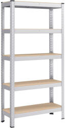 SONGMICS 5 szintes polcrendszer, acél polcrendszer tároláshoz, csavarmentes összeszerelés, teherbírás 650 kg, 30 x 75 x 150 cm, ezüst