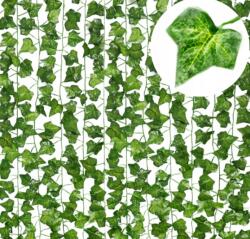  Mesterséges Borostyán x 12 Db Falra Erkélyre Mesterséges Levelek Girland 25 M (12xsztuczny bluszcz)