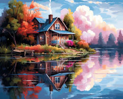 Alkotásutca A tóparti álomház - Számfestő készlet kereten 40x50