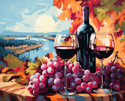 Alkotásutca Bor és naplemente - Számfestő készlet kereten 40x50