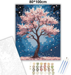  Rózsaszín lombkorona - számfestő készlet - 80×100 cm (Keretre feszítve)