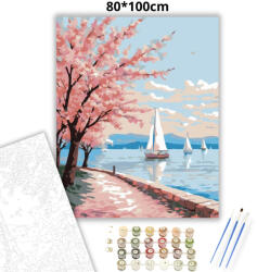 Tavaszi vitorlások a Balatonon - számfestő készlet - 80×100 cm (Keretre feszítve)