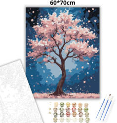  Rózsaszín lombkorona - számfestő készlet - 60×70 cm (Keretre feszítve)